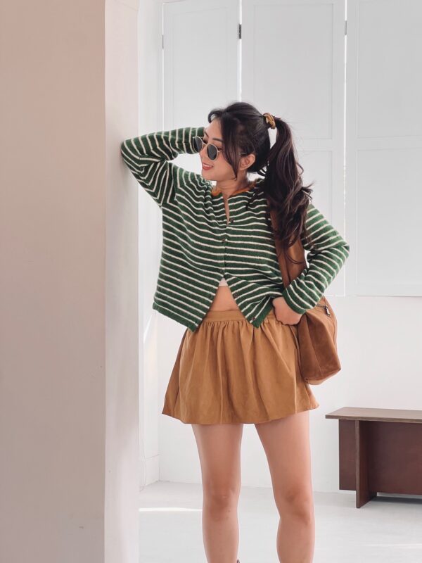 配色條紋針織外套/3色