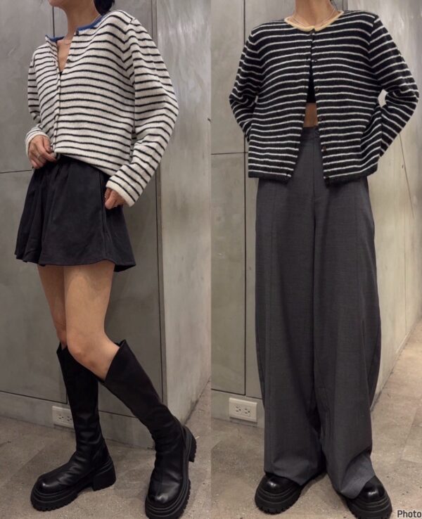 配色條紋針織外套/3色