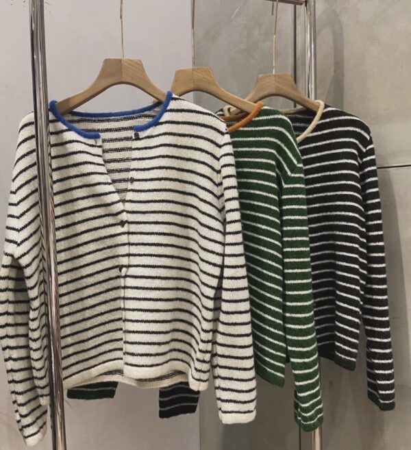 配色條紋針織外套/3色