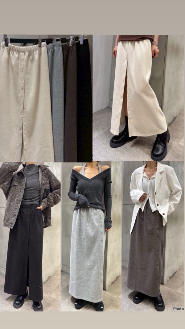 [嵐嵐包色款]厚磅針織保暖排釦長裙/4色