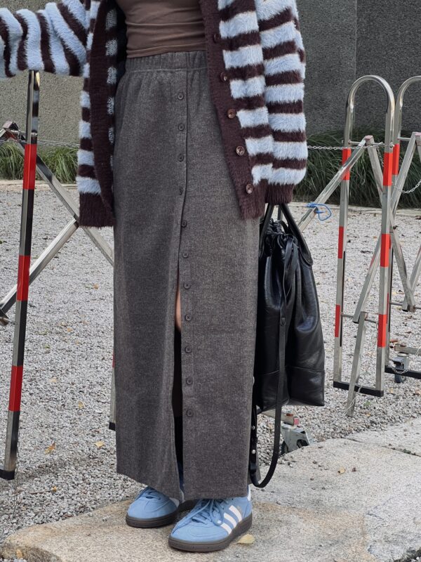 [嵐嵐包色款]厚磅針織保暖排釦長裙/4色