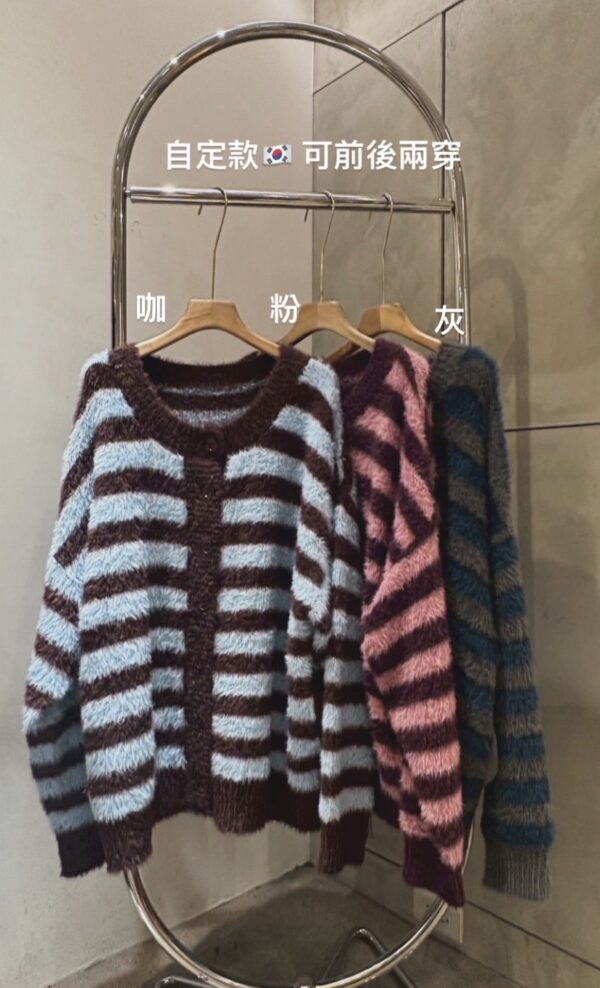 馬海毛可愛配色兩面穿外套/3色