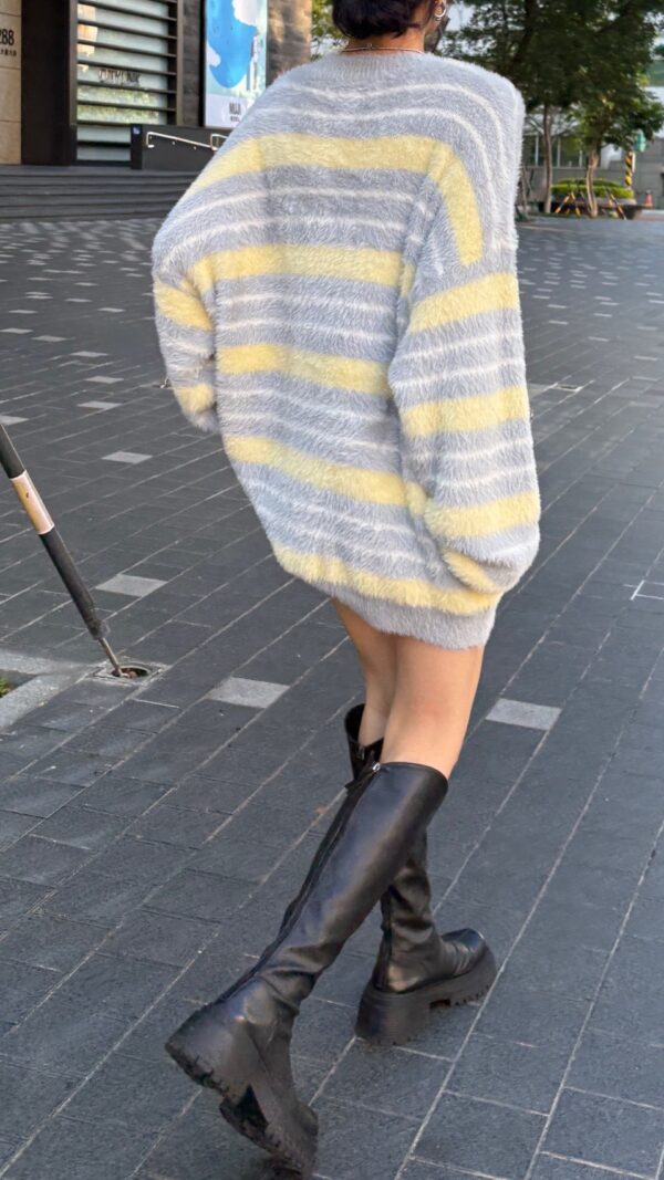 柔軟可愛毛毛條紋上衣/3色