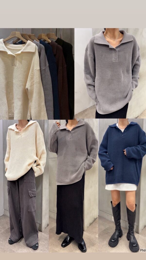 鬆餅格厚磅密針織上衣/5色