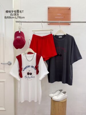 櫻桃字母磨毛寬踢/2色