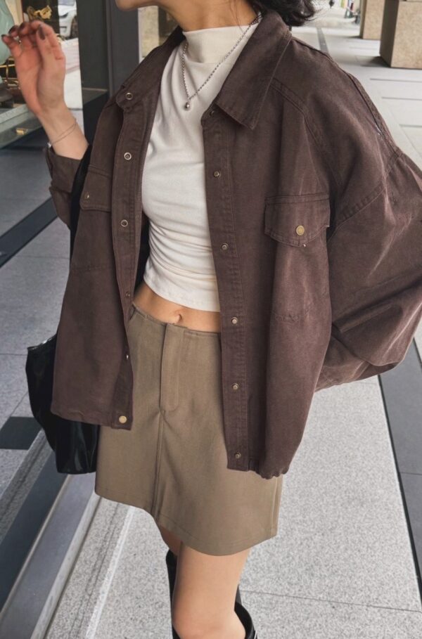 水洗感下縮襯衫外/3色