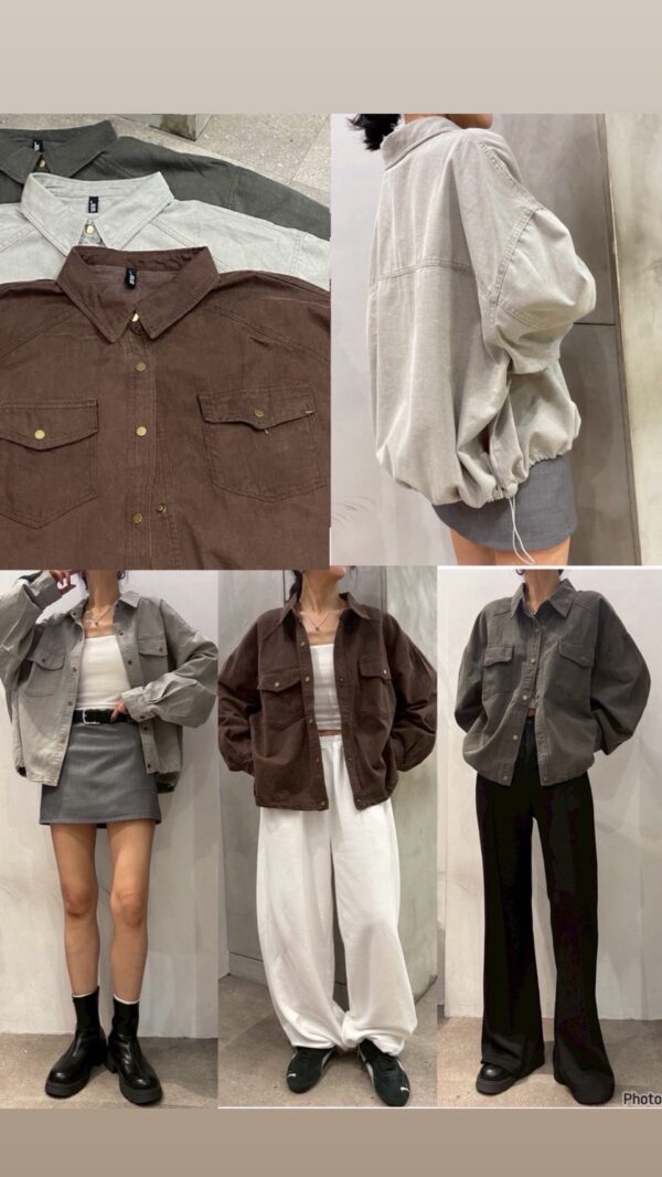 水洗感下縮襯衫外/3色