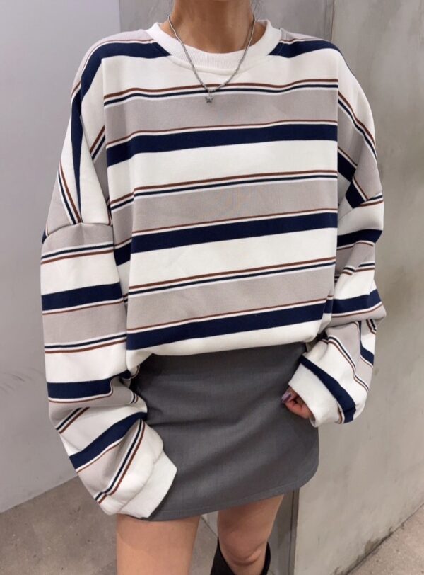 [男女同款]高磅條紋寬鬆上衣/2色