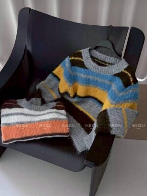 可愛撞色條紋針織/2色