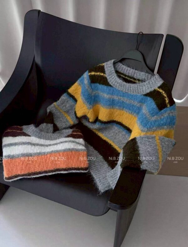 可愛撞色條紋針織/2色