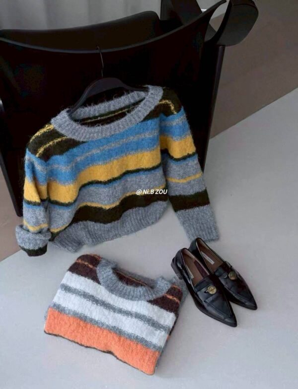 可愛撞色條紋針織/2色