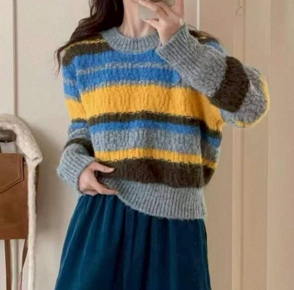 可愛撞色條紋針織/2色