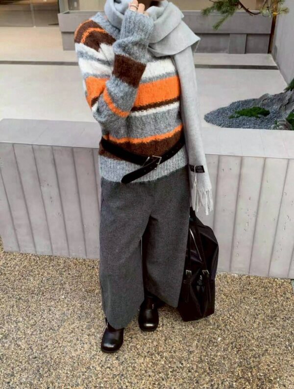 可愛撞色條紋針織/2色