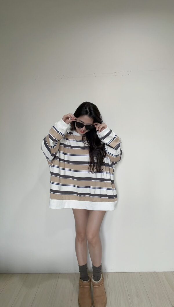 [男女同款]高磅條紋寬鬆上衣/2色