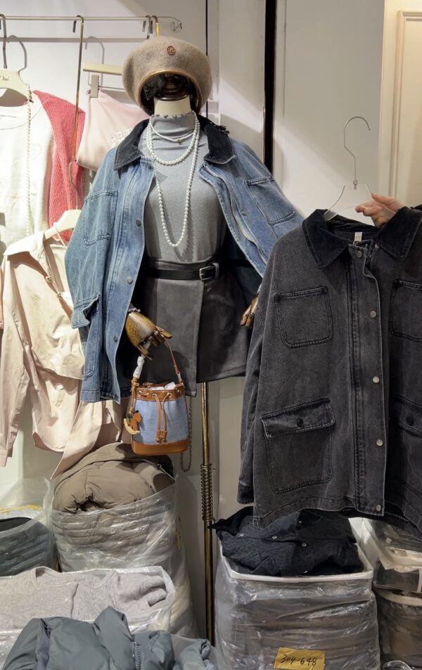 [熱賣款]拼接燈心絨領牛仔OVERSIZE外套